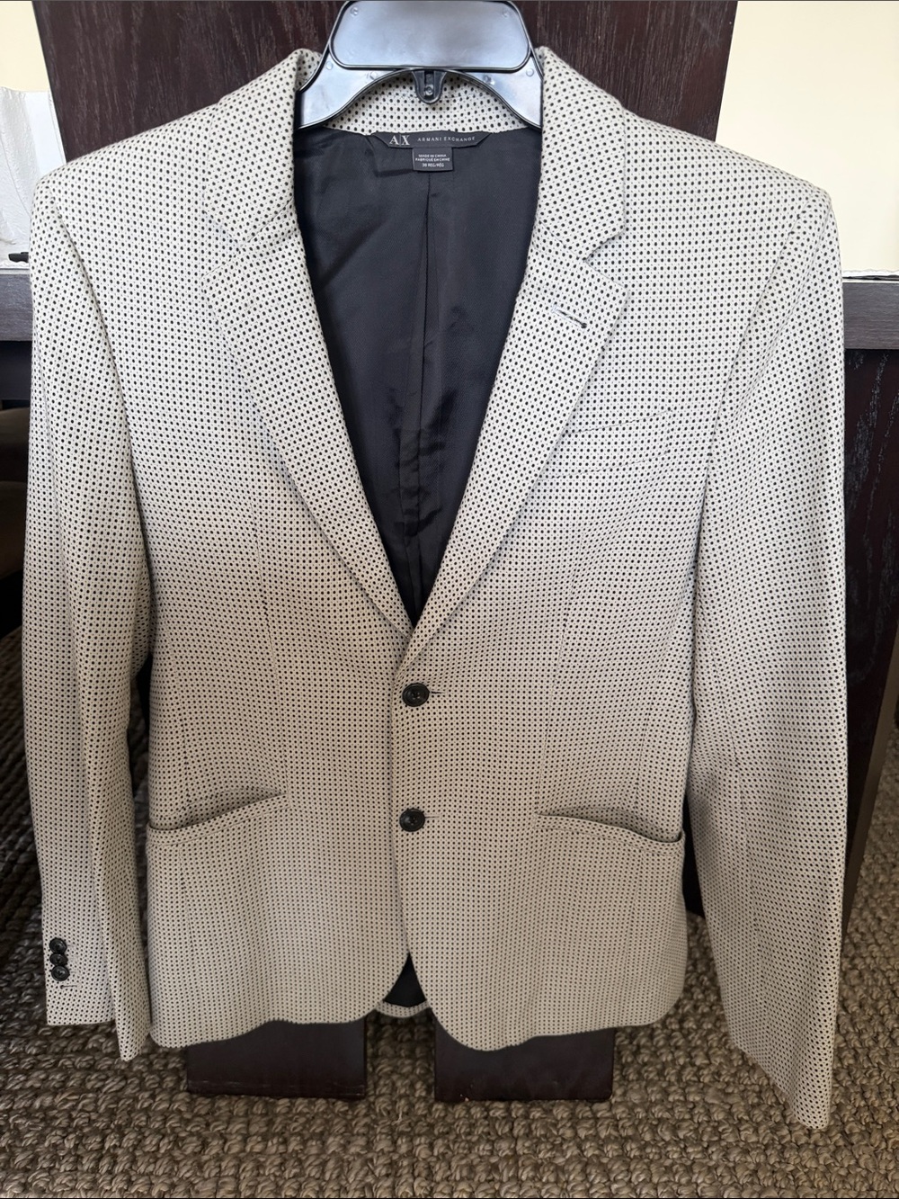 A/X Armani Exchange Beige Micro-Pattern Sport Coat